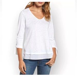 Sanctuary White Long Sleeve V-Neck Top